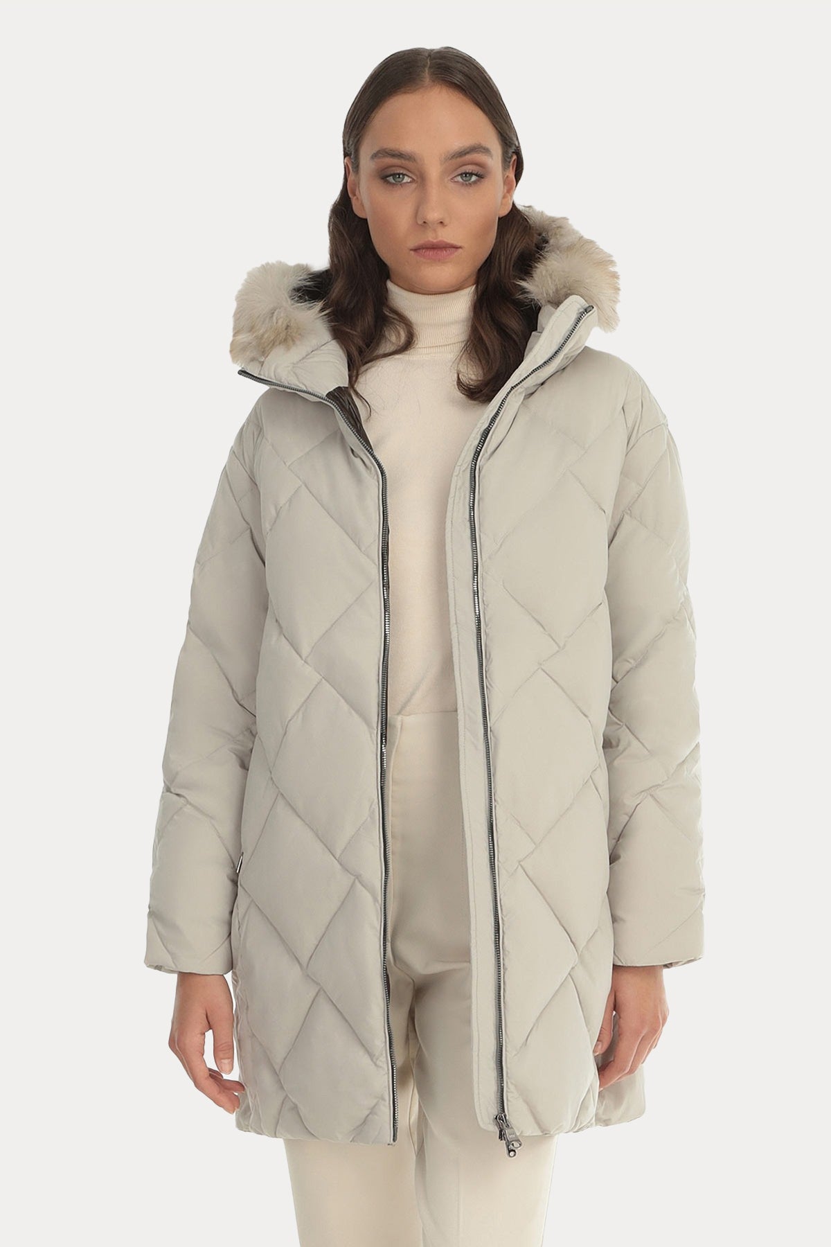 Hetrego Marisole Kürklü Kapüşonlu Puffer Kaban-Libas Trendy Fashion Store