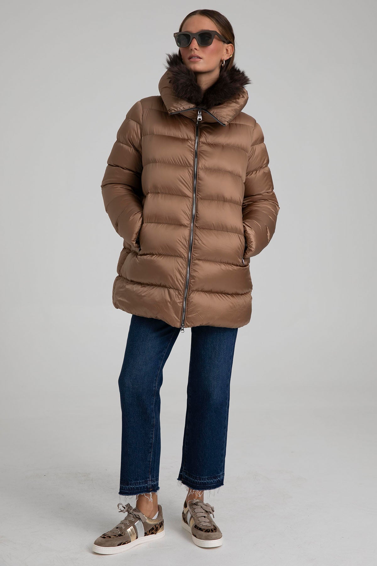Hetrego Sena Yakası Kürklü Puffer Mont-Libas Trendy Fashion Store