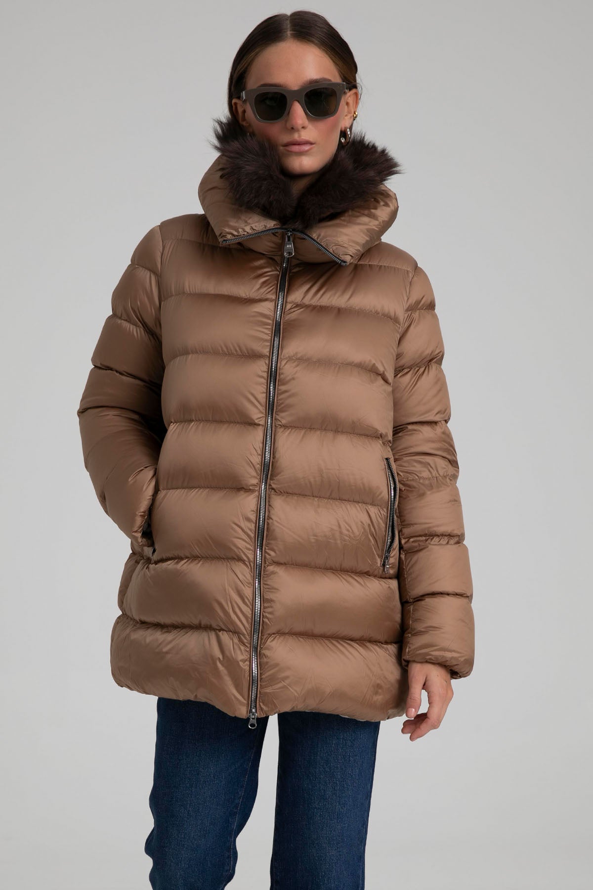 Hetrego Sena Yakası Kürklü Puffer Mont-Libas Trendy Fashion Store