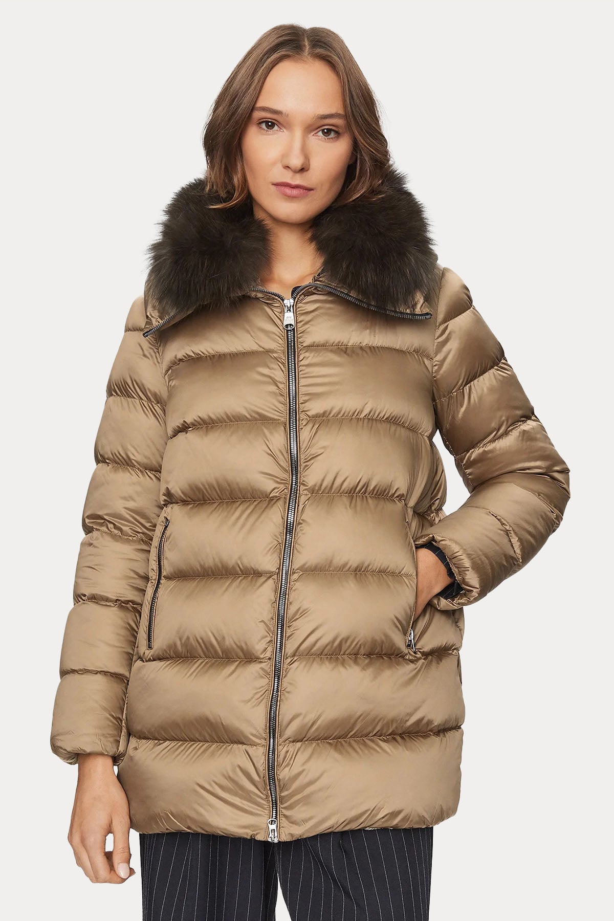 Hetrego Sena Yakası Kürklü Puffer Mont-Libas Trendy Fashion Store