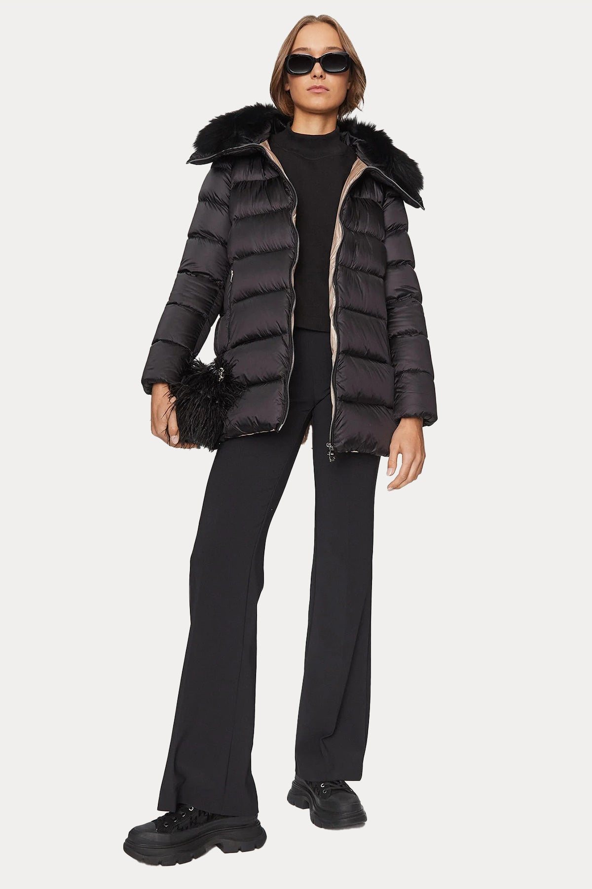 Hetrego Sena Yakası Kürklü Puffer Mont-Libas Trendy Fashion Store