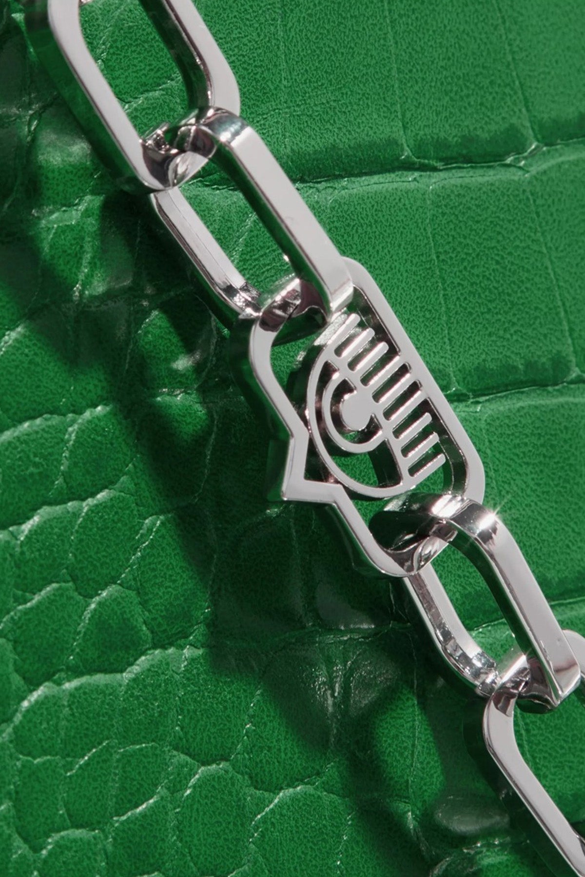 Chiara Ferragni Krokodil Desenli Göz Logolu Omuz Çantası-Libas Trendy Fashion Store