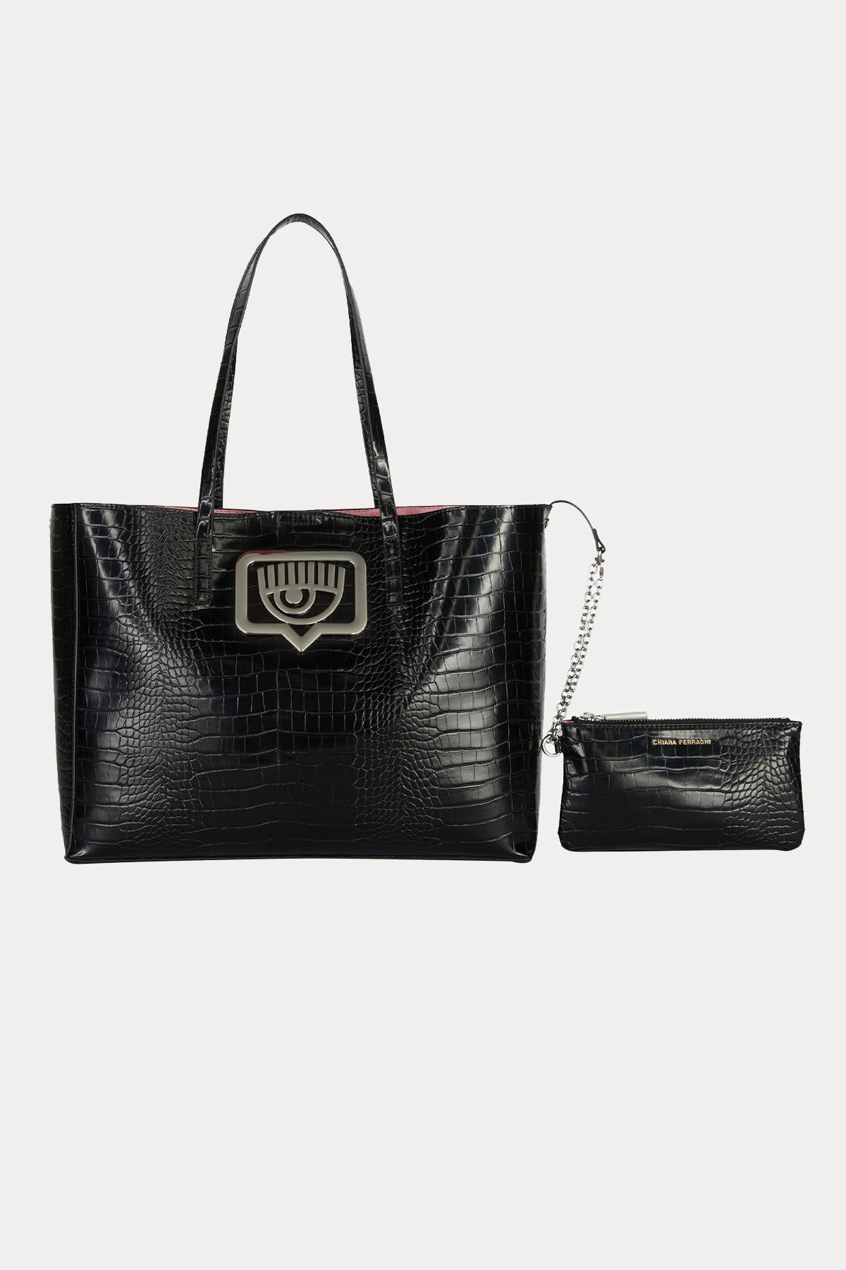 Chiara Ferragni Krokodil Desenli Göz Logolu Shopping Bag Çanta-Libas Trendy Fashion Store