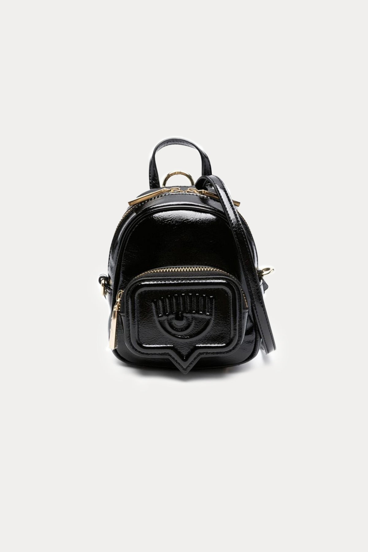 Chiara Ferragni Parlak Kaplamalı Göz Logolu Mini Sırt Çantası-Libas Trendy Fashion Store