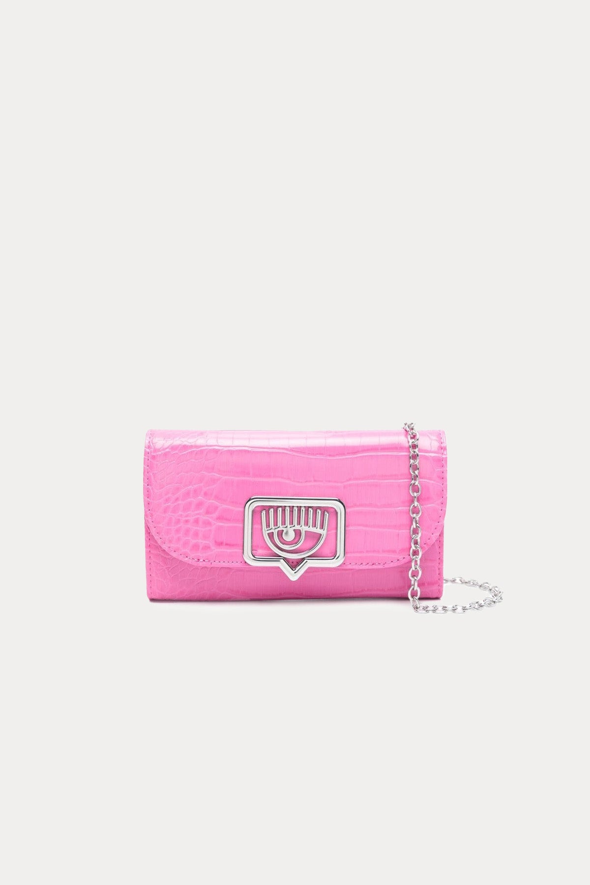 Chiara Ferragni Krokodil Desenli Göz Logolu Clutch Çanta-Libas Trendy Fashion Store