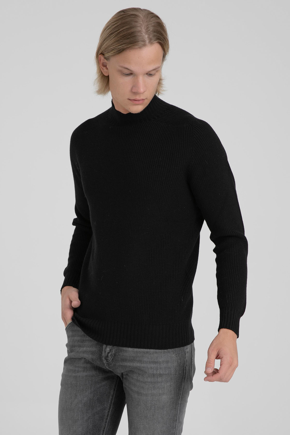 Gran Sasso Dik Yaka Örgü Yün Triko-Libas Trendy Fashion Store