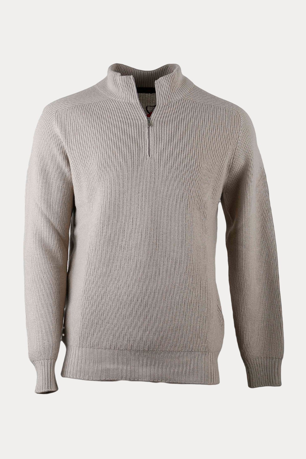 Gran Sasso Dik Yaka Yarım Fermuarlı Örgü Yün Triko-Libas Trendy Fashion Store