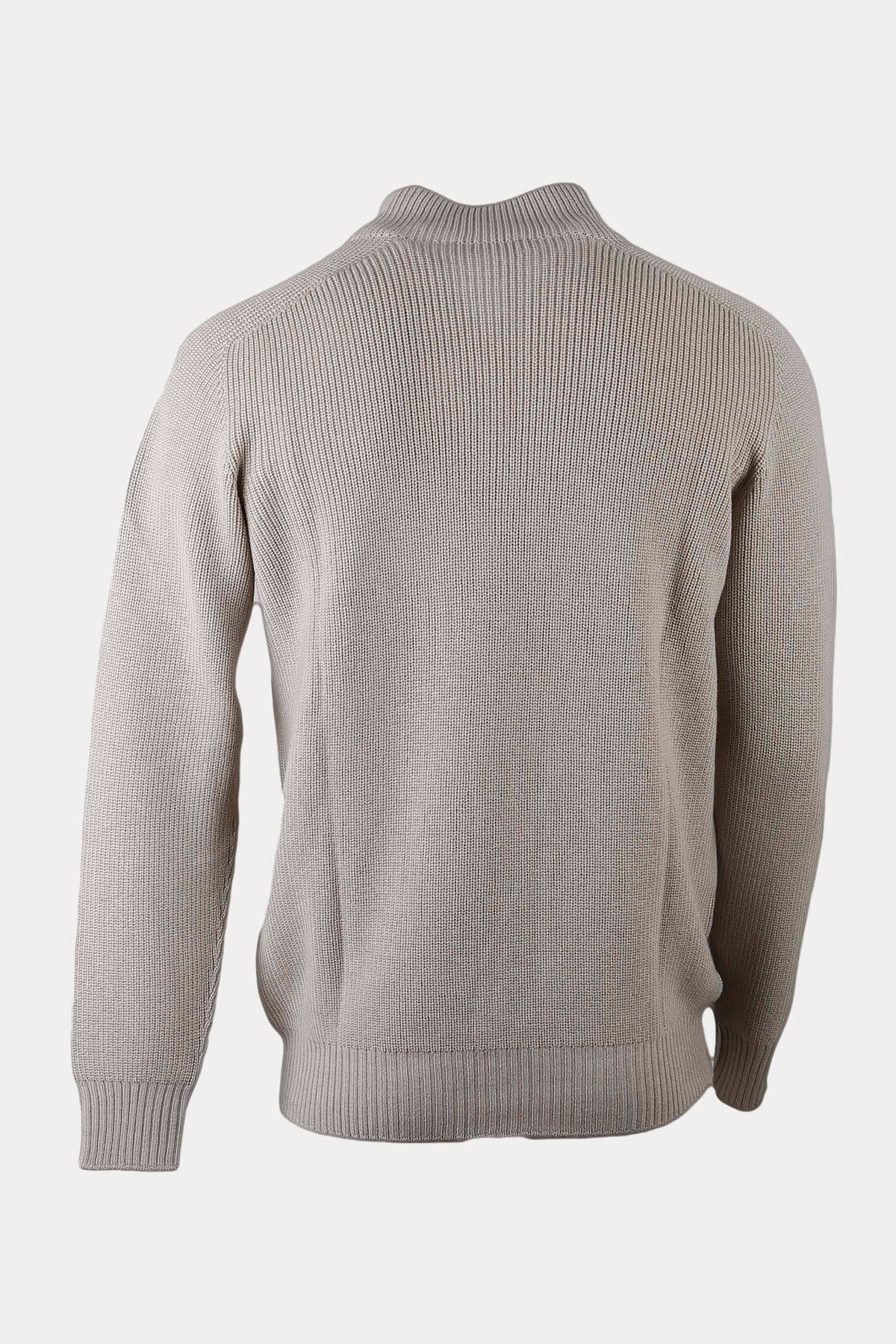 Gran Sasso Dik Yaka Yarım Fermuarlı Örgü Yün Triko-Libas Trendy Fashion Store