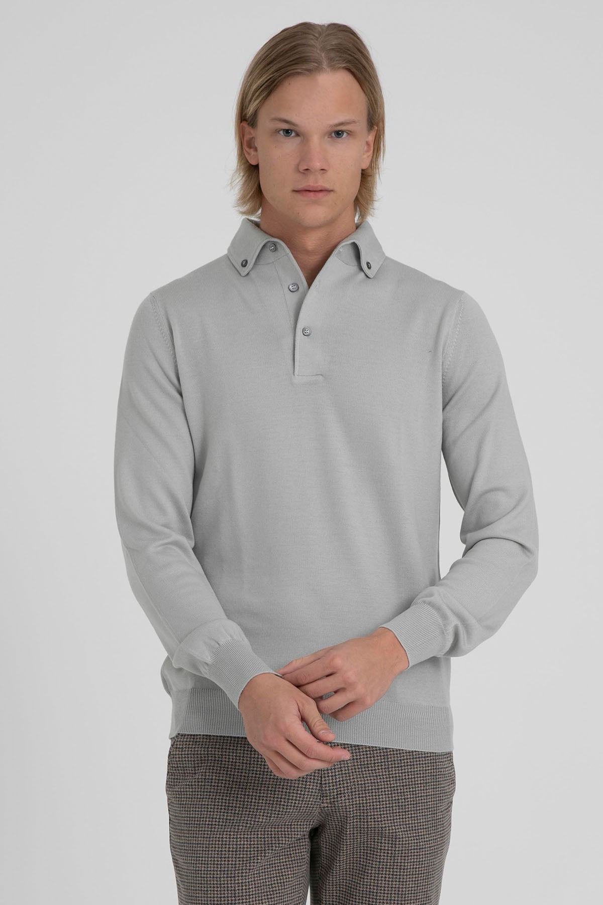Gran Sasso Düğmeli Polo Yaka Yün Triko-Libas Trendy Fashion Store