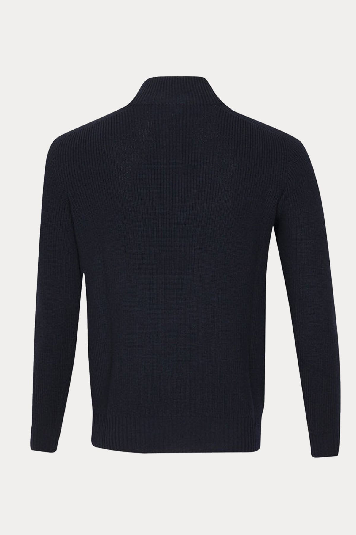 Gran Sasso Dik Yaka Yarım Fermuarlı Örgü Yün Triko-Libas Trendy Fashion Store