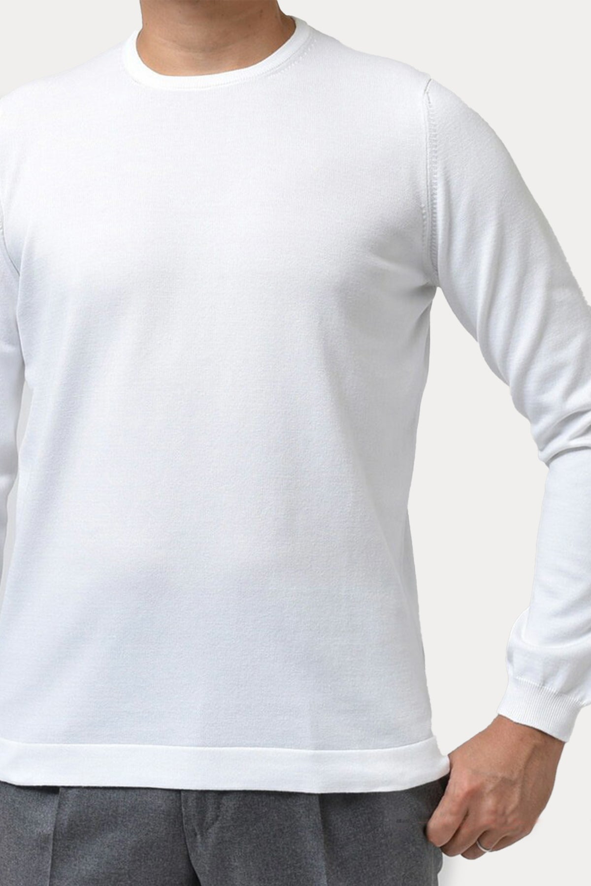 Gran Sasso Yuvarlak Yaka İnce Örgü Triko-Libas Trendy Fashion Store