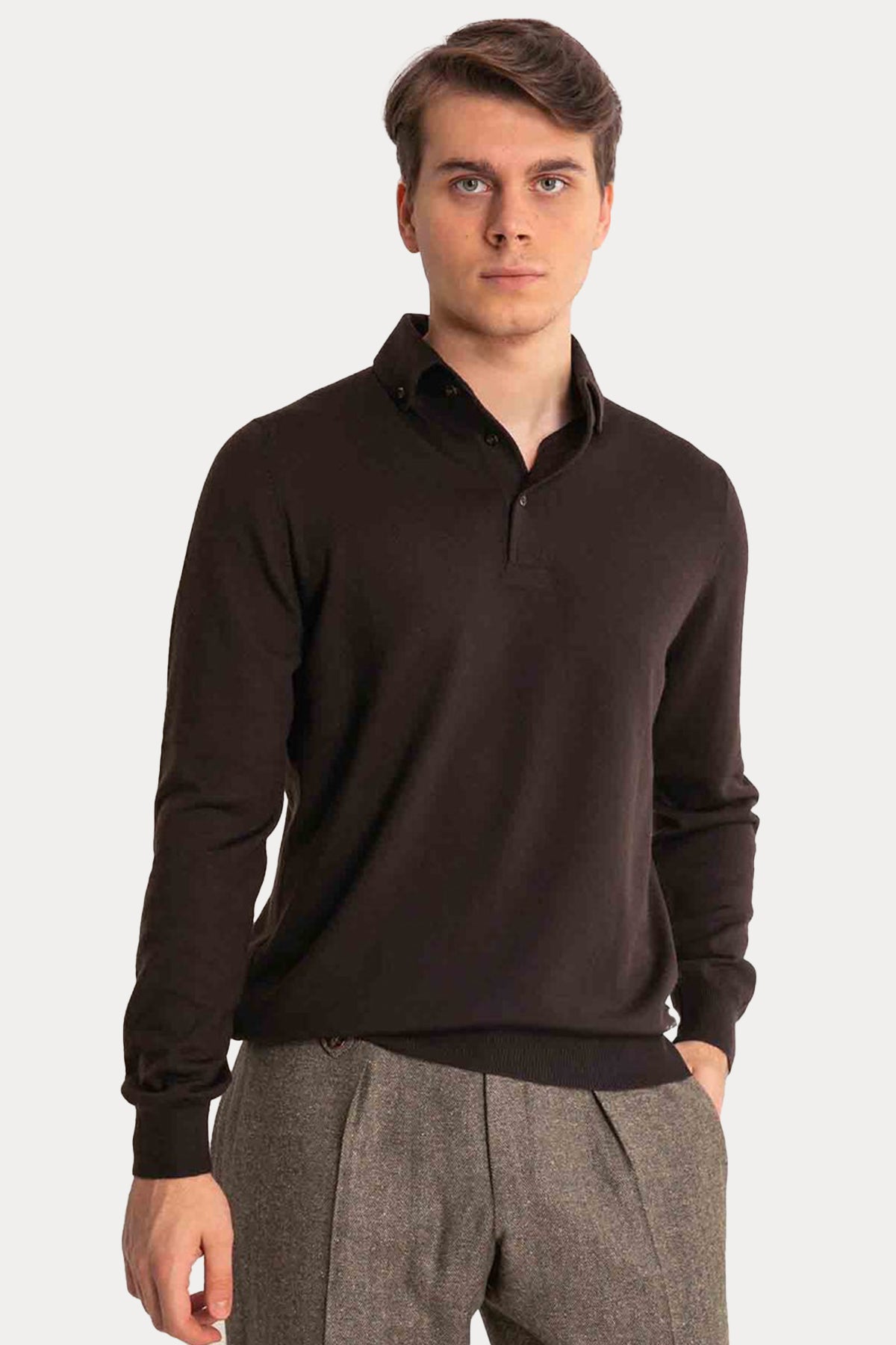 Gran Sasso Düğmeli Polo Yaka Yün Triko-Libas Trendy Fashion Store