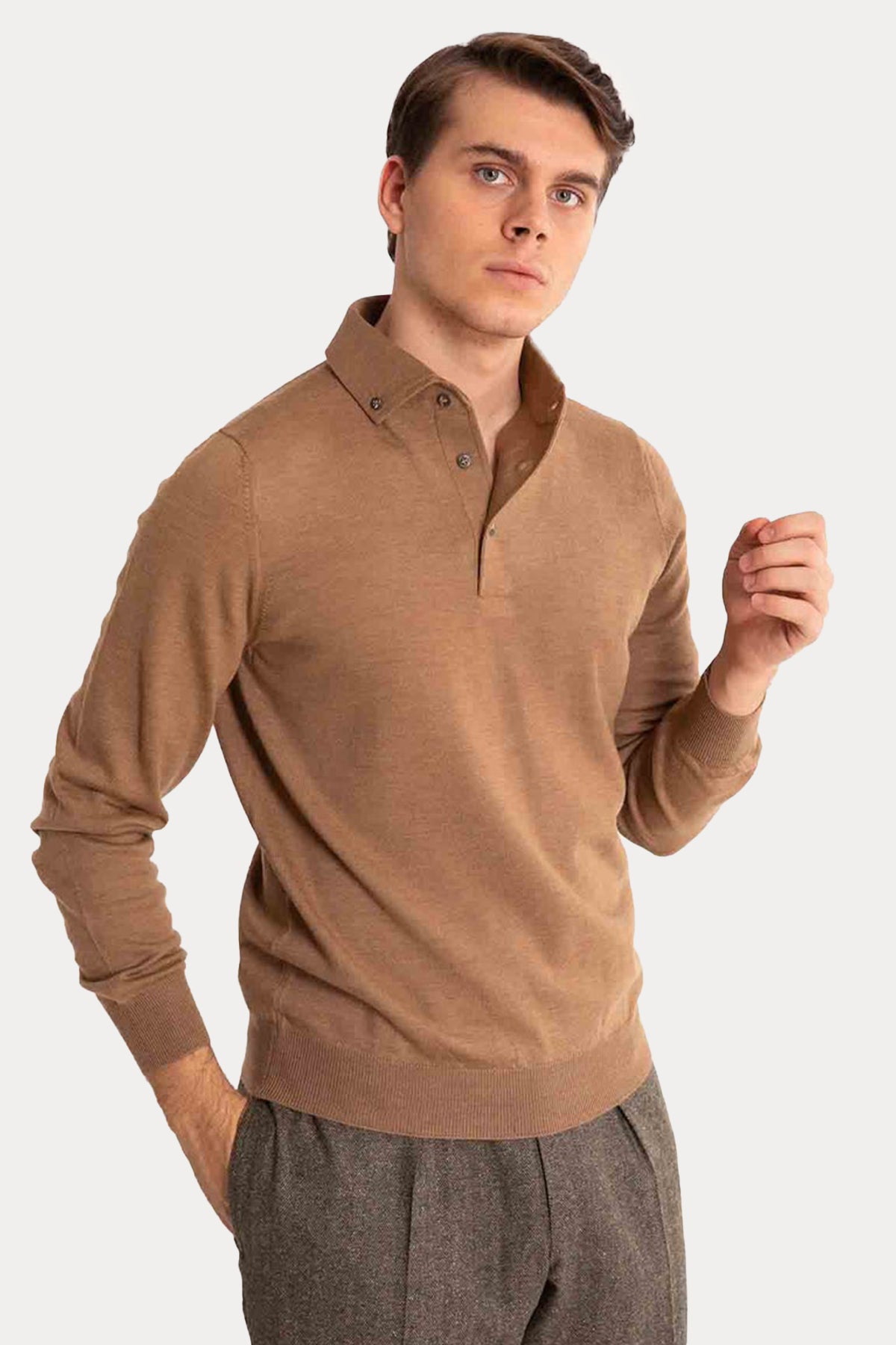 Gran Sasso Düğmeli Polo Yaka Yün Triko-Libas Trendy Fashion Store