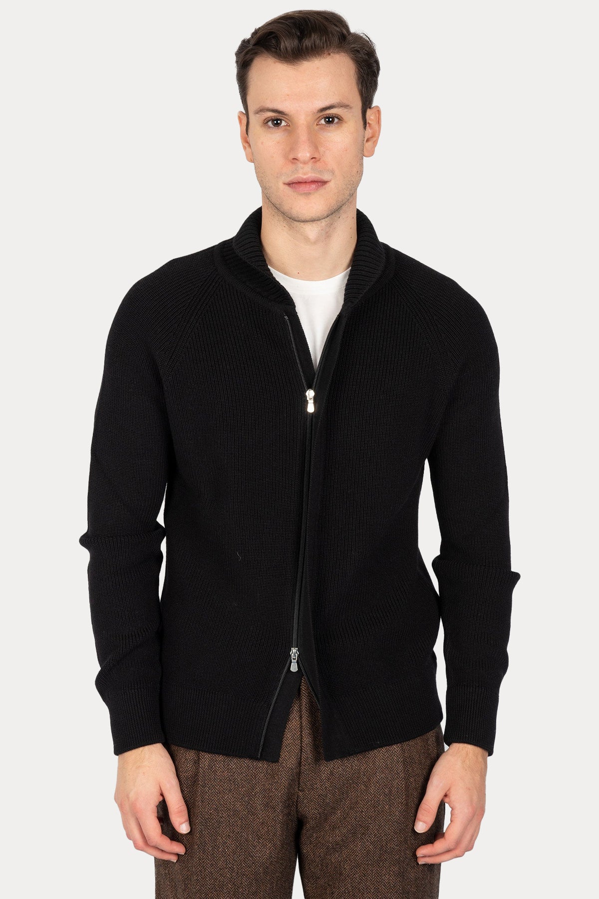 Gran Sasso Dik Yaka Örgü Yün Triko Ceket-Libas Trendy Fashion Store