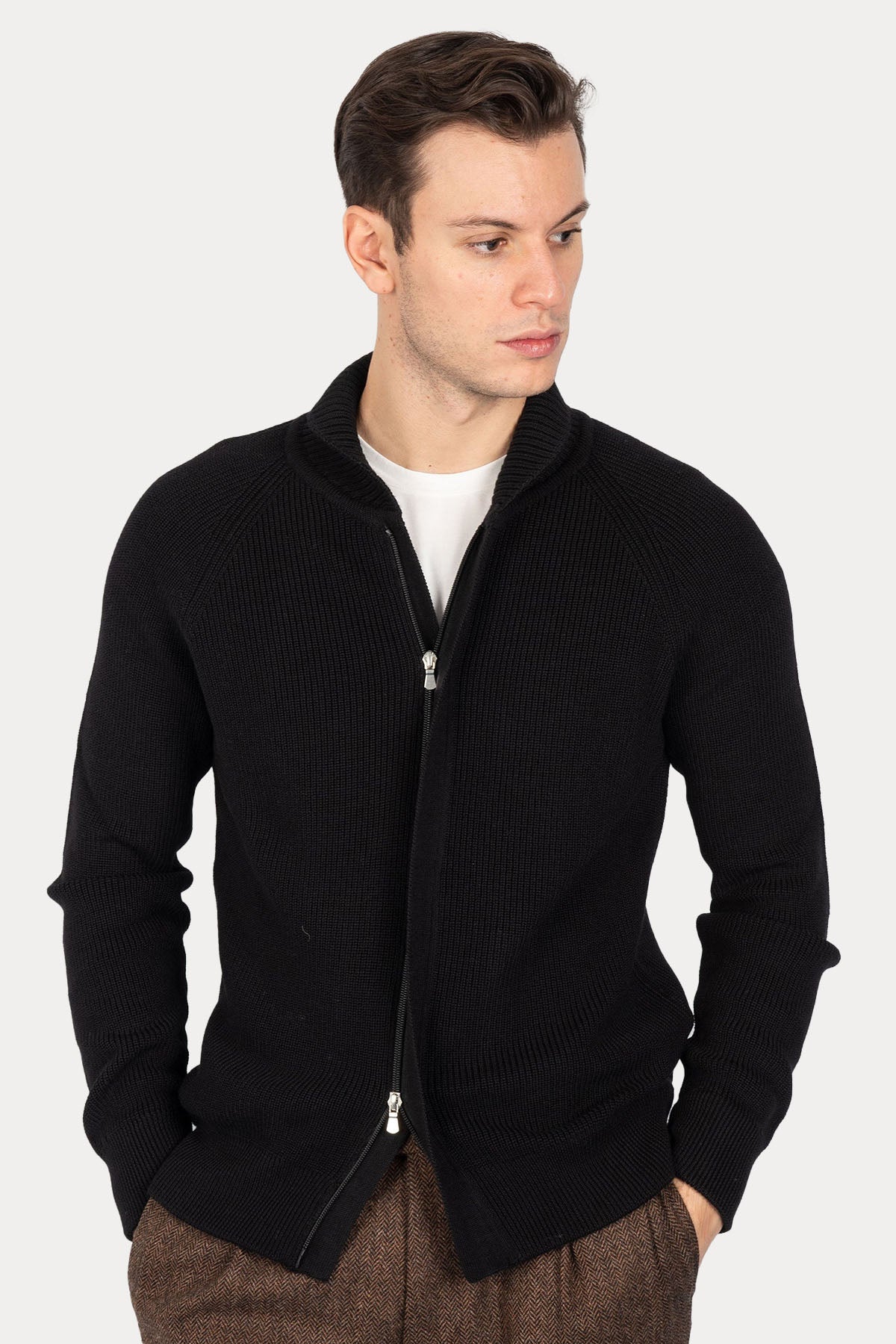 Gran Sasso Dik Yaka Örgü Yün Triko Ceket-Libas Trendy Fashion Store