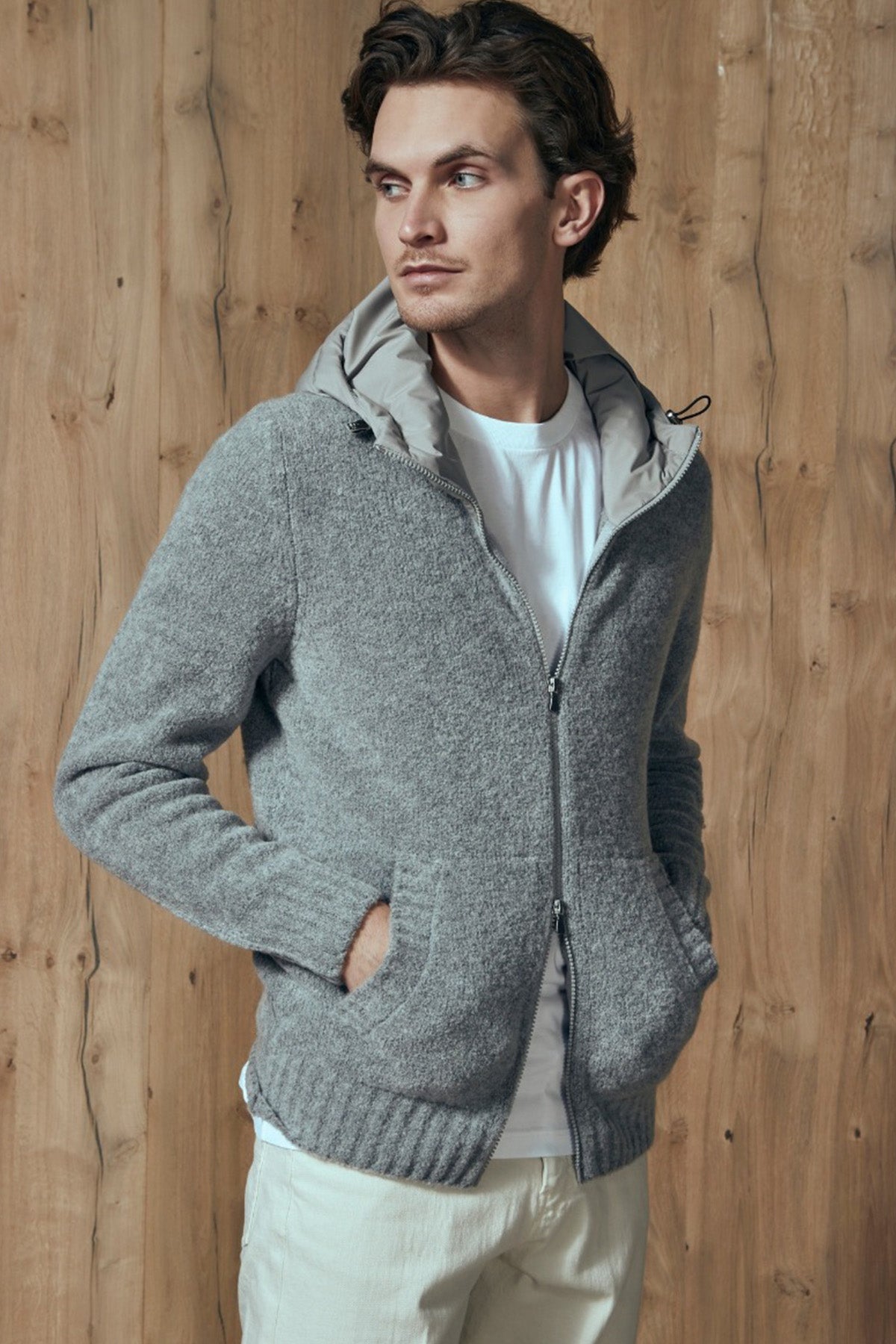 Gran Sasso Kapüşonlu Örgü Yün Triko Ceket-Libas Trendy Fashion Store