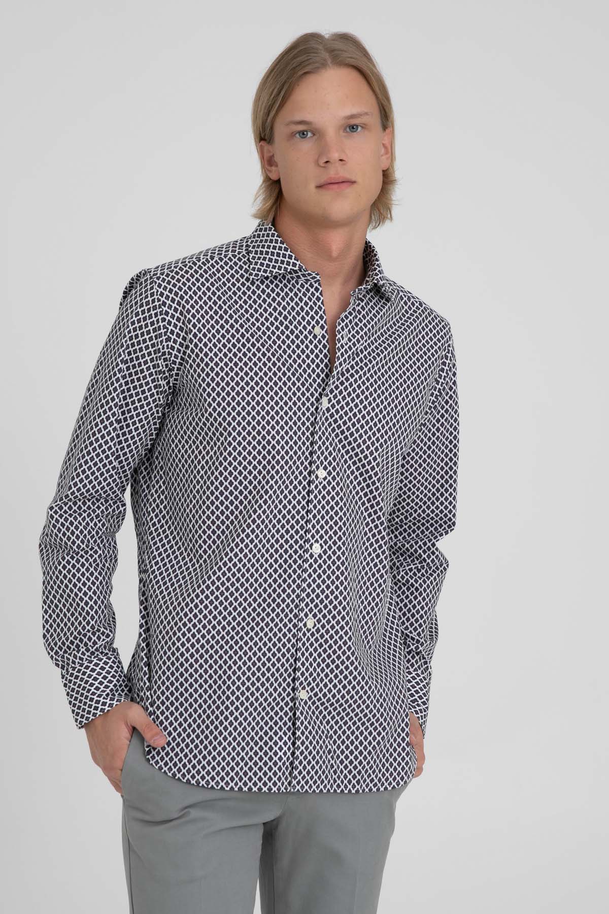 Tintoria Mattei Klasik Yaka Desenli Gömlek-Libas Trendy Fashion Store