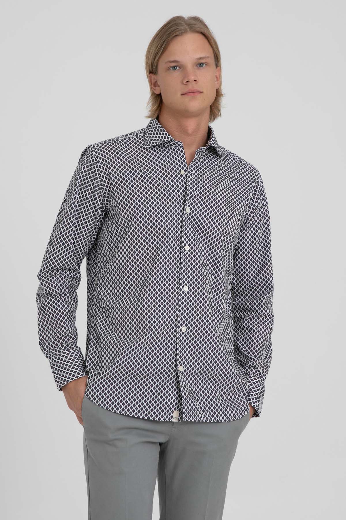 Tintoria Mattei Klasik Yaka Desenli Gömlek-Libas Trendy Fashion Store