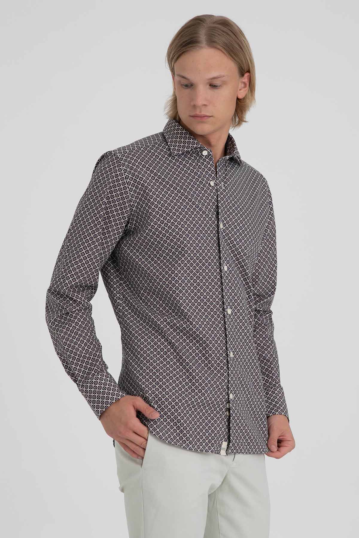 Tintoria Mattei Klasik Yaka Desenli Gömlek-Libas Trendy Fashion Store