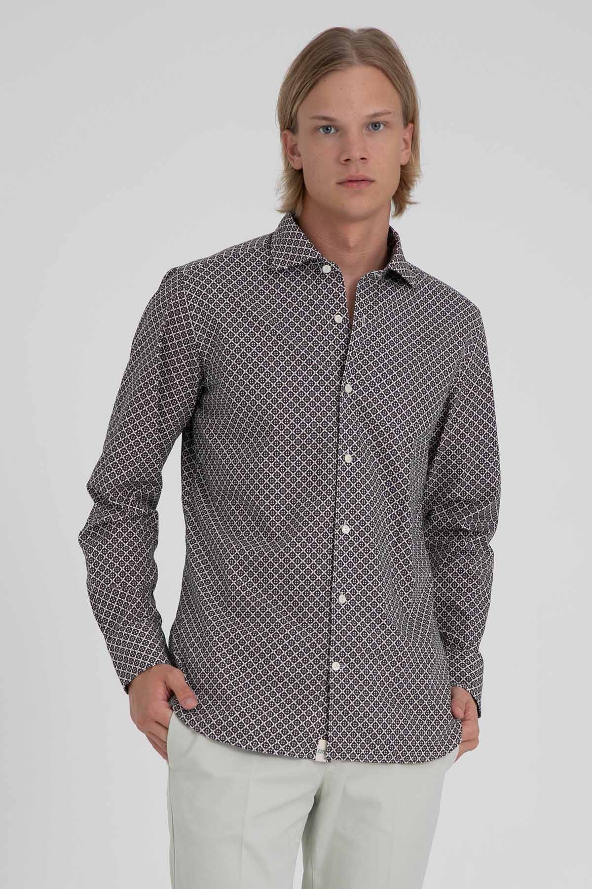 Tintoria Mattei Klasik Yaka Desenli Gömlek-Libas Trendy Fashion Store