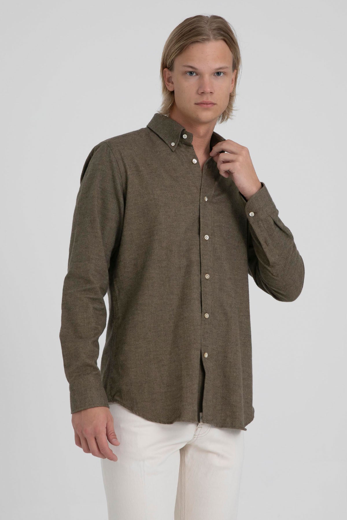 Tintoria Mattei Düğmeli Klasik Yaka Balıksırtı Desenli Gömlek-Libas Trendy Fashion Store