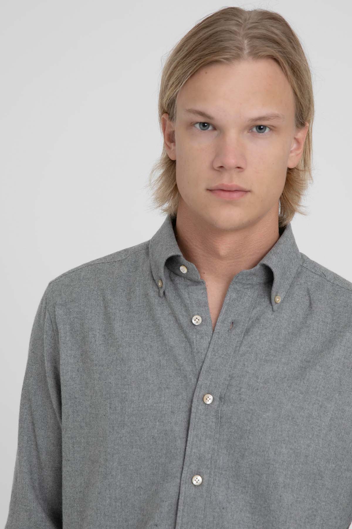 Tintoria Mattei Düğmeli Klasik Yaka Balıksırtı Desenli Gömlek-Libas Trendy Fashion Store