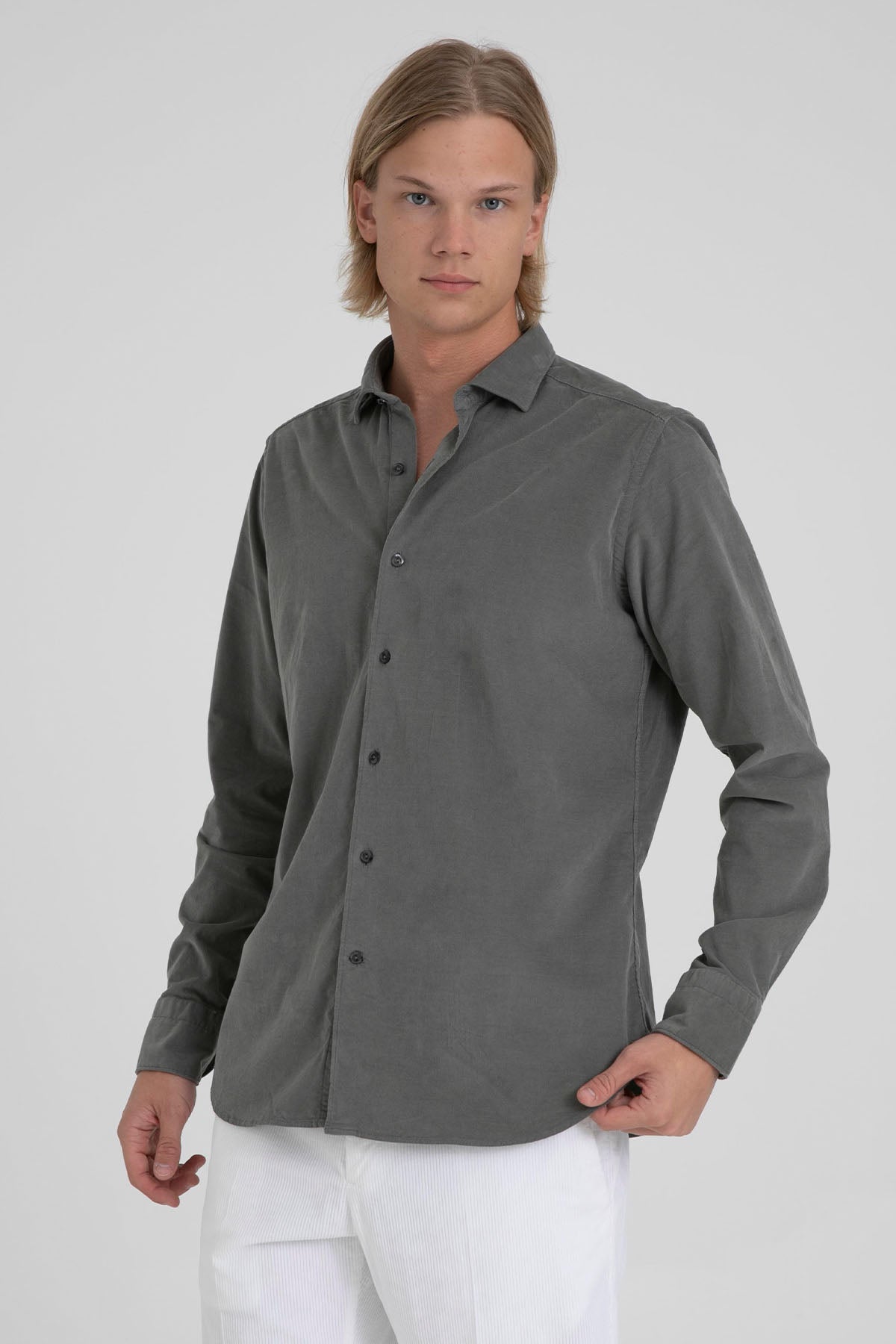 Tintoria Mattei Klasik Yaka Kadife Gömlek-Libas Trendy Fashion Store