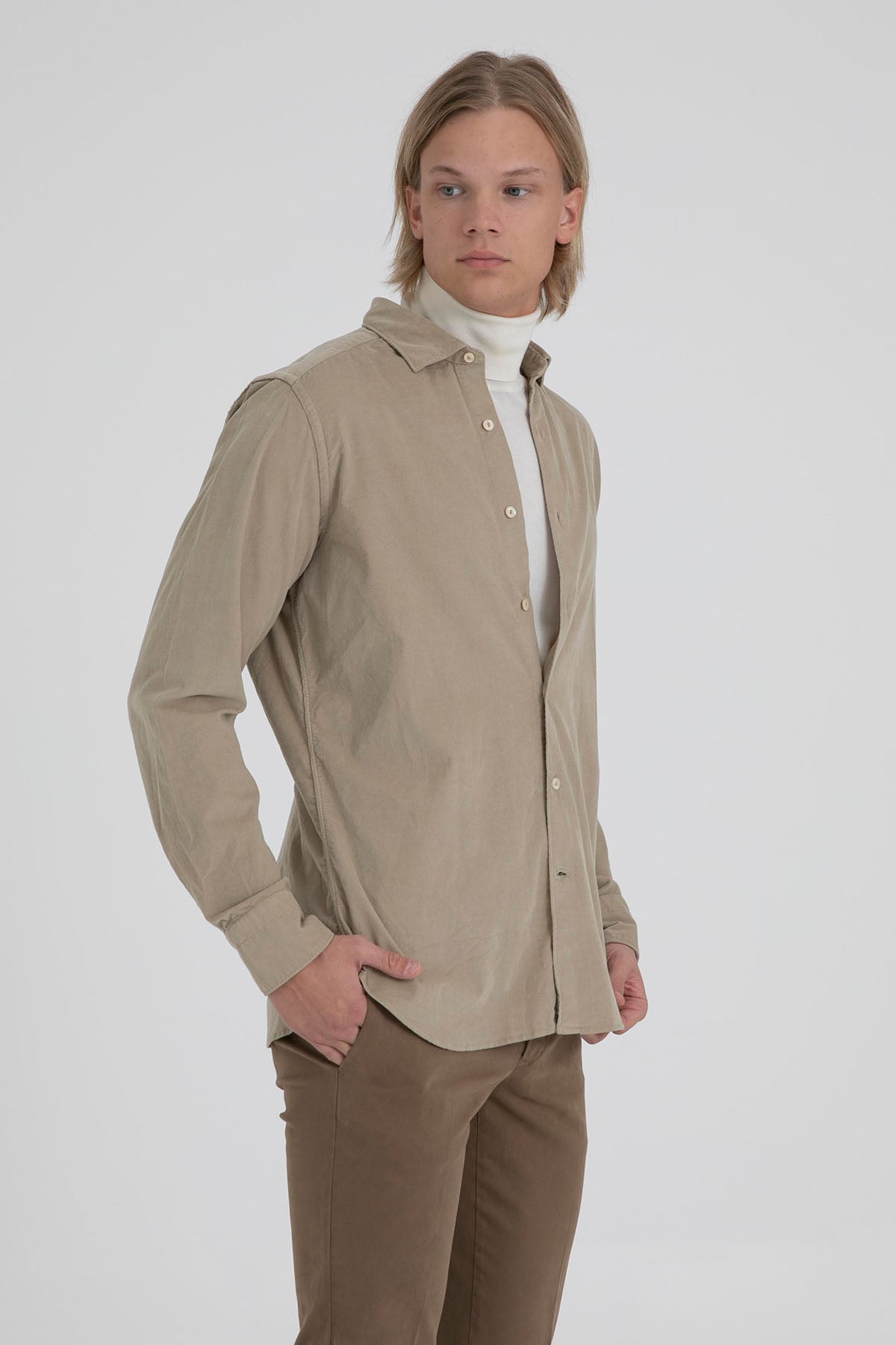 Tintoria Mattei Klasik Yaka Kadife Gömlek-Libas Trendy Fashion Store