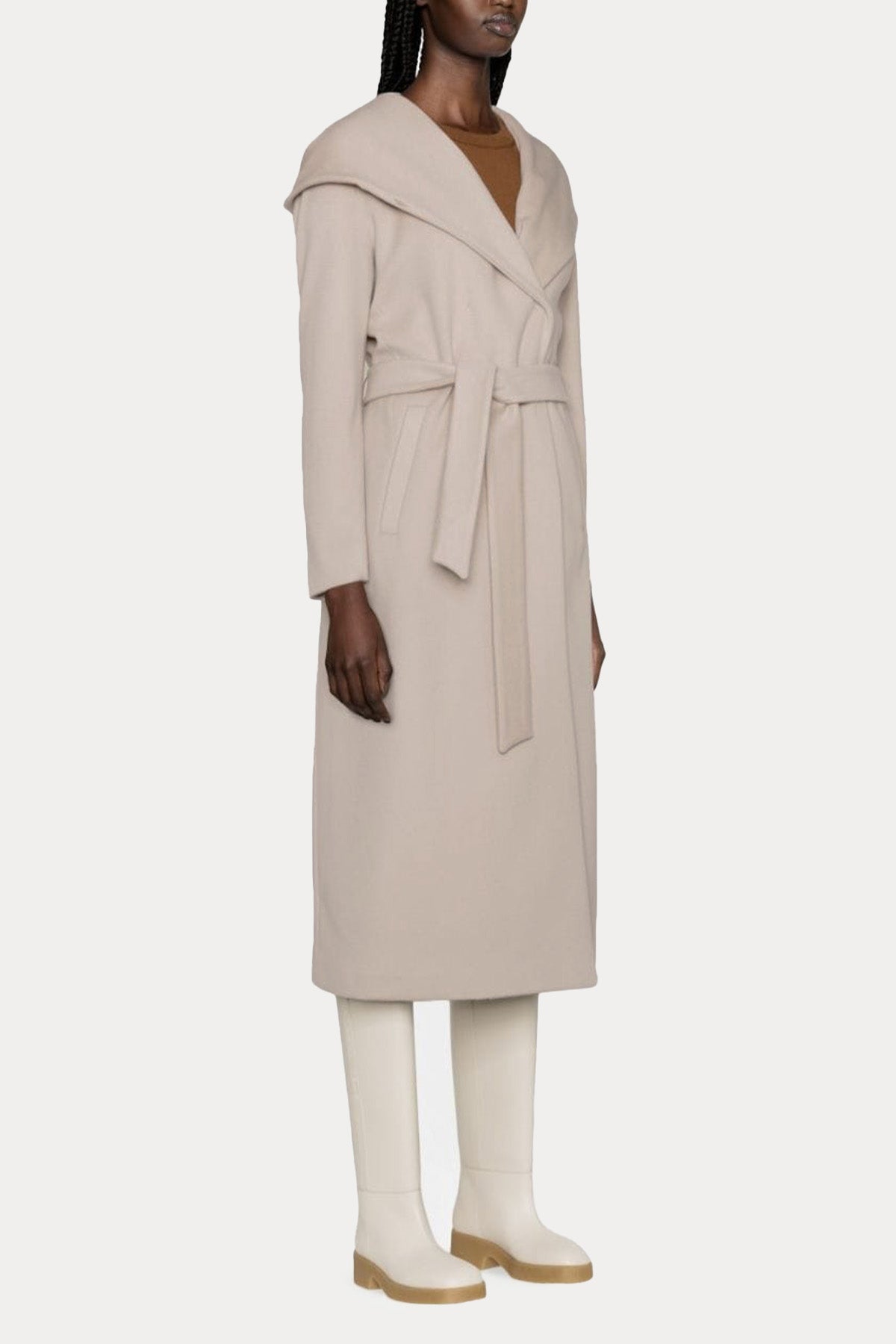 Herno Kuşaklı Kapüşonlu Yün Kaban-Libas Trendy Fashion Store