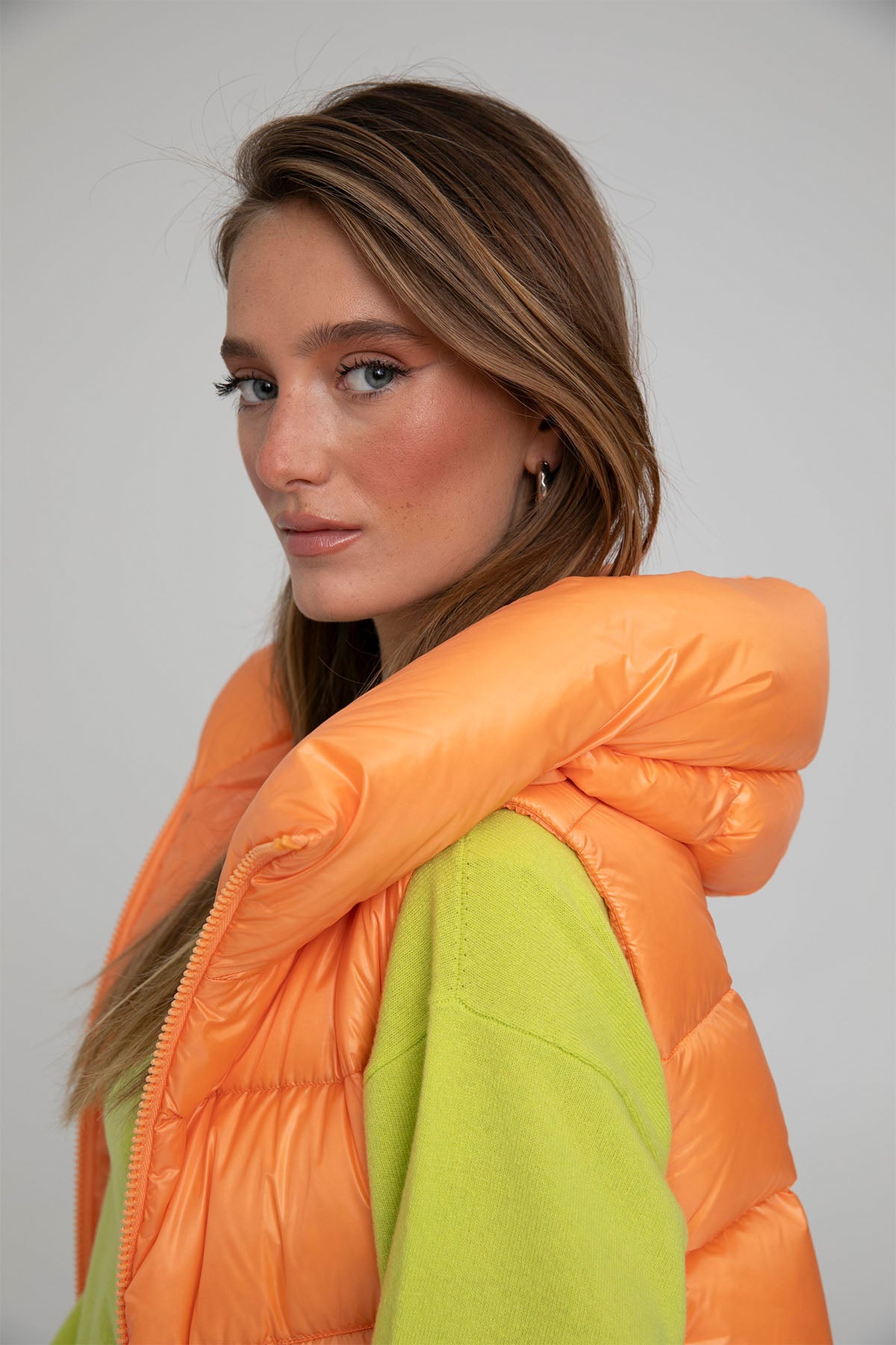 Herno Dik Yaka A Kesim Kapüşonlu Puffer Yelek-Libas Trendy Fashion Store