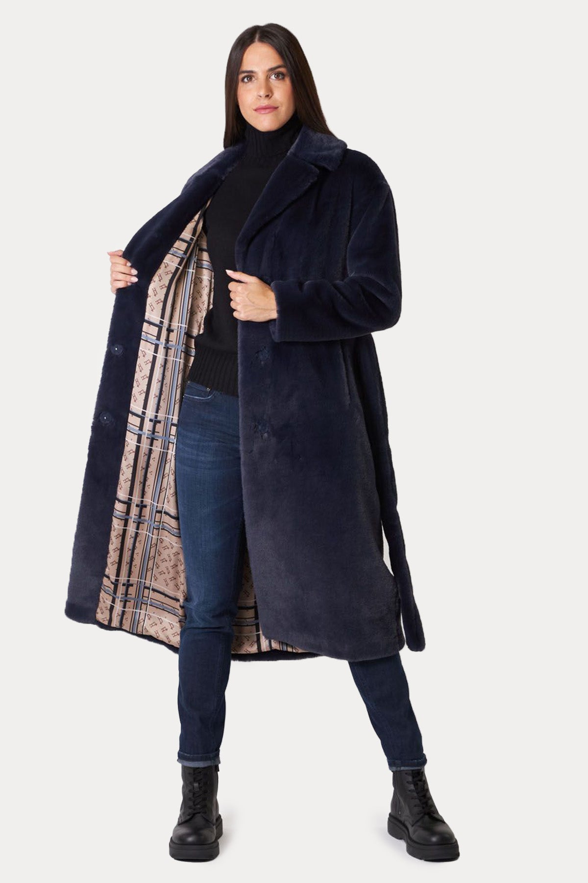 Herno Belden Kuşaklı Peluş Manto-Libas Trendy Fashion Store