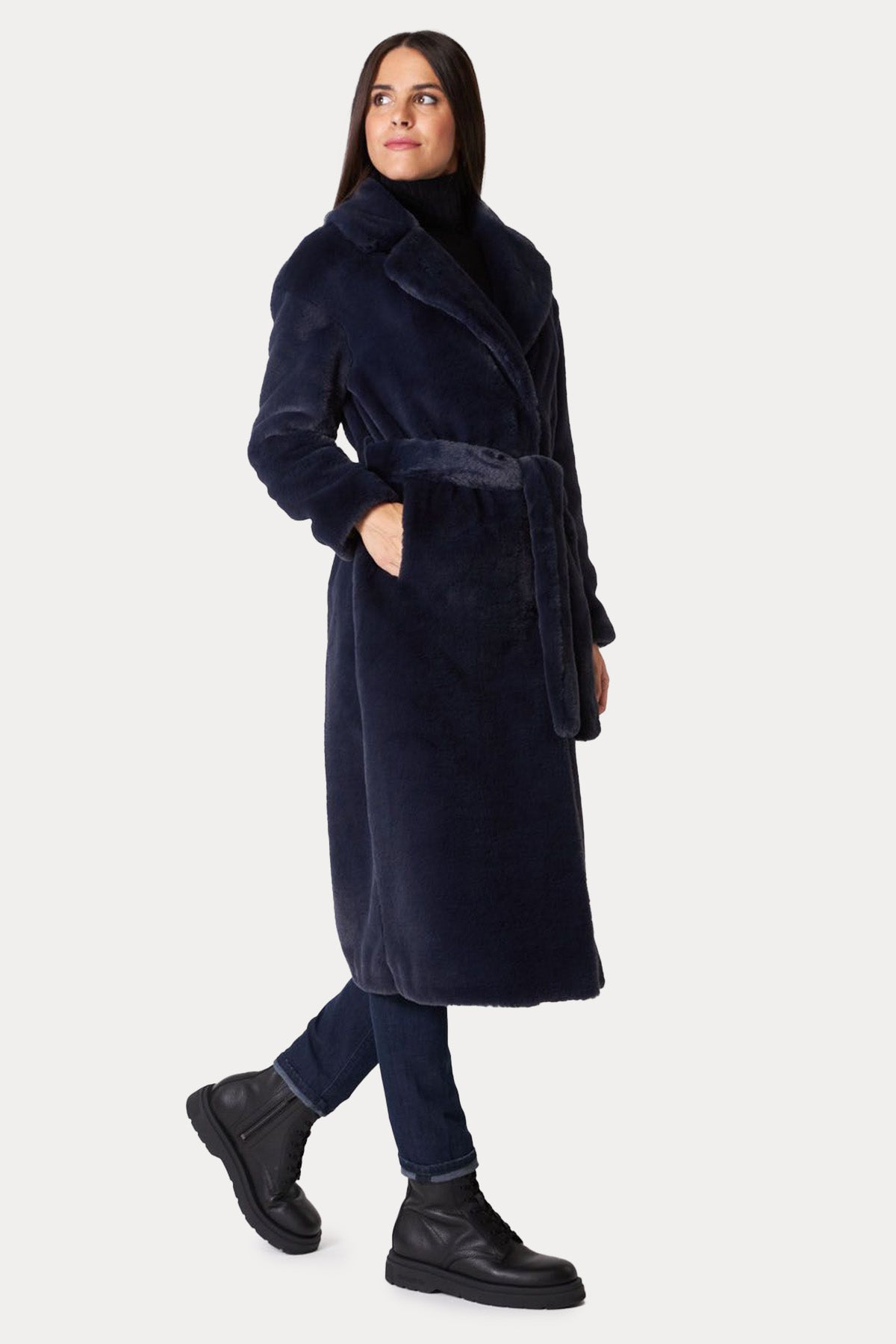 Herno Belden Kuşaklı Peluş Manto-Libas Trendy Fashion Store