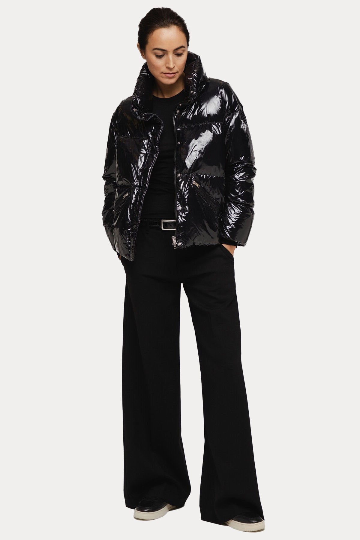 Herno Dik Yaka Parlak Puffer Mont-Libas Trendy Fashion Store