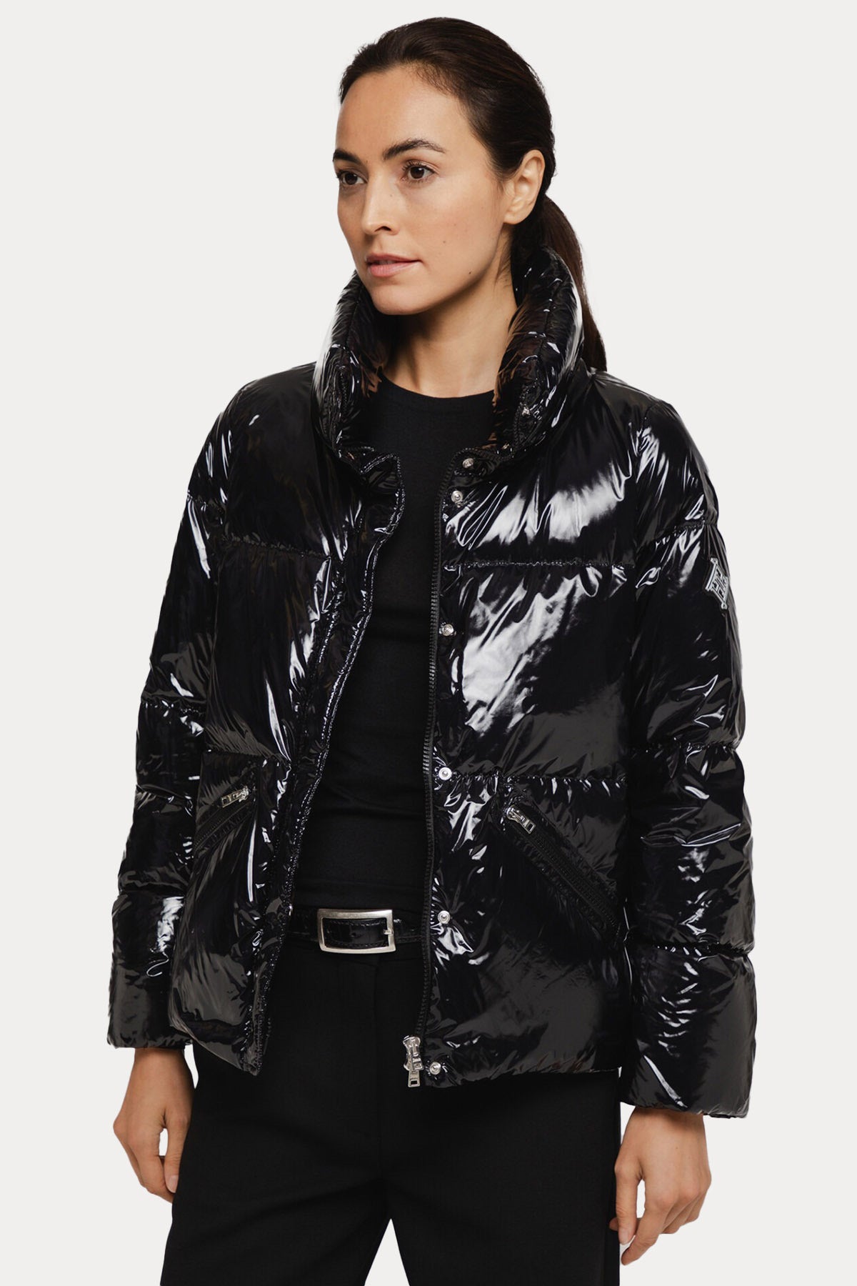 Herno Dik Yaka Parlak Puffer Mont-Libas Trendy Fashion Store