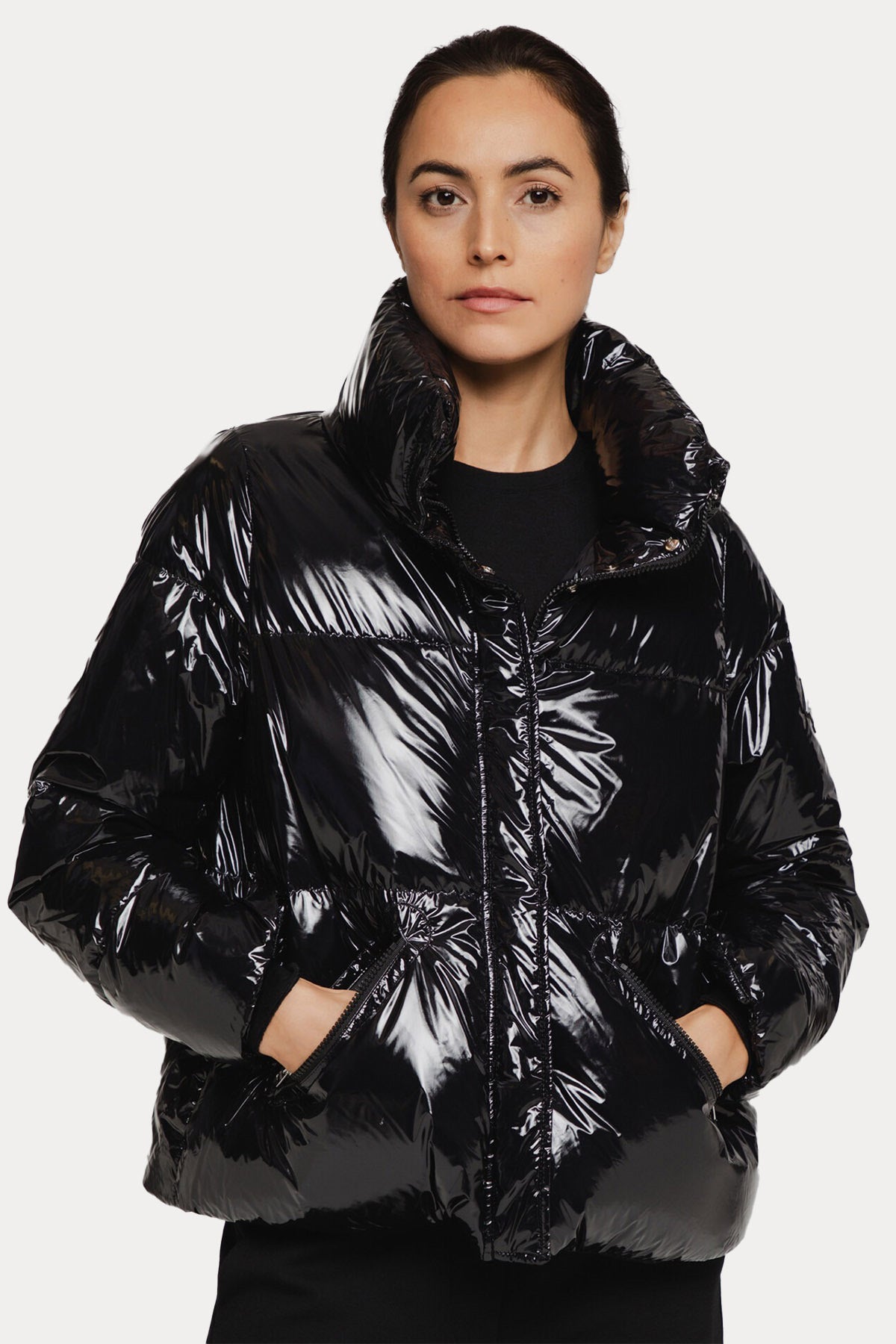 Herno Dik Yaka Parlak Puffer Mont-Libas Trendy Fashion Store