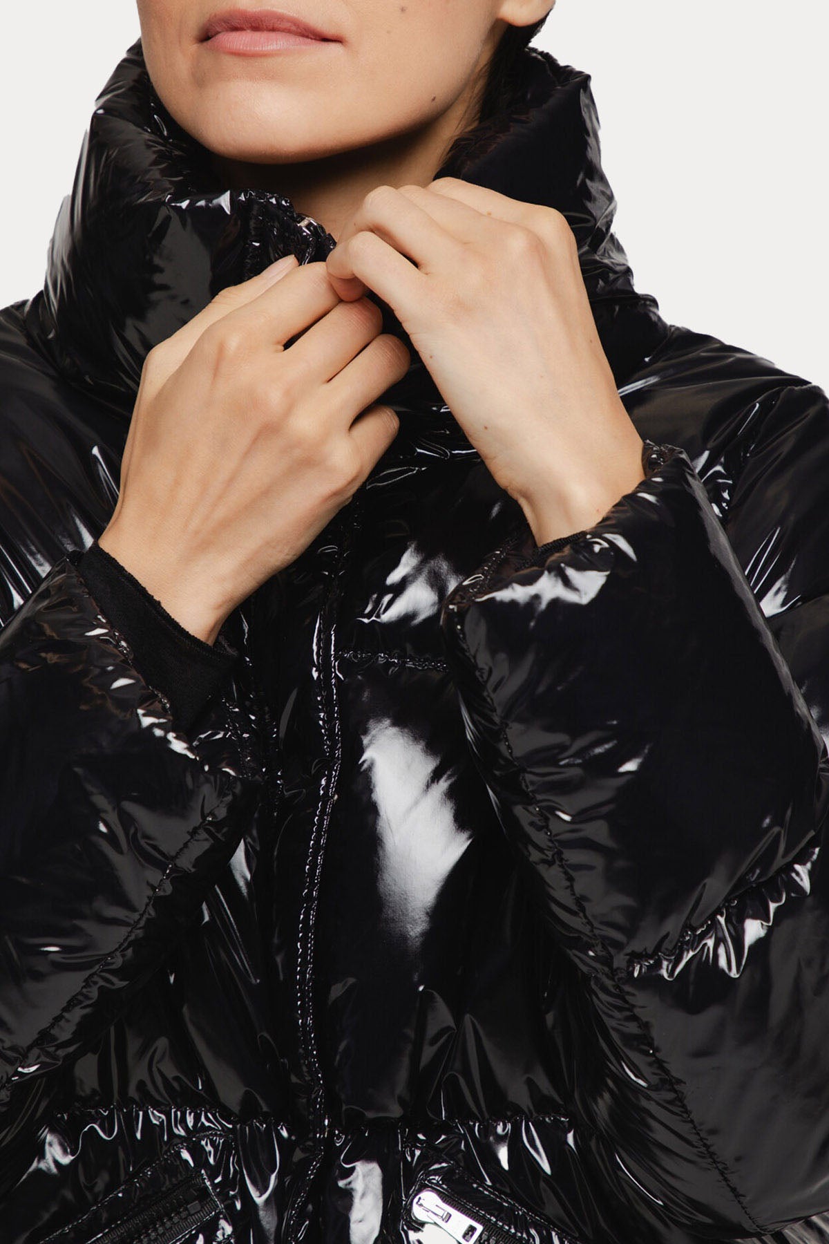 Herno Dik Yaka Parlak Puffer Mont-Libas Trendy Fashion Store