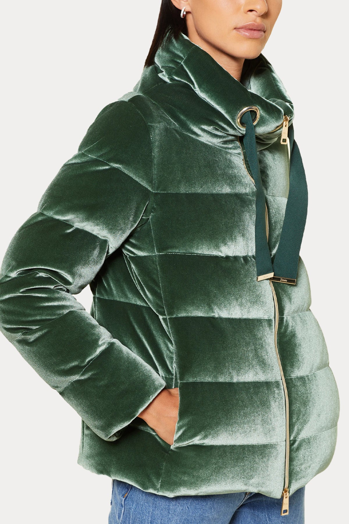 Herno Dik Yaka Kadife Puffer Mont-Libas Trendy Fashion Store