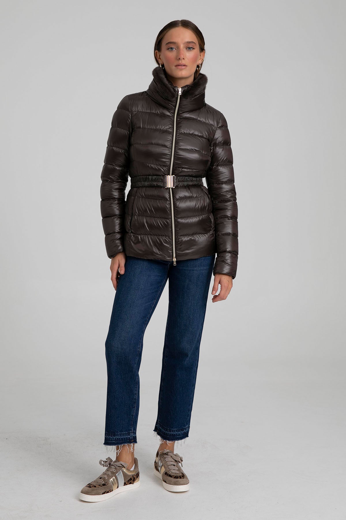 Herno Yakası Kürklü Puffer Mont-Libas Trendy Fashion Store