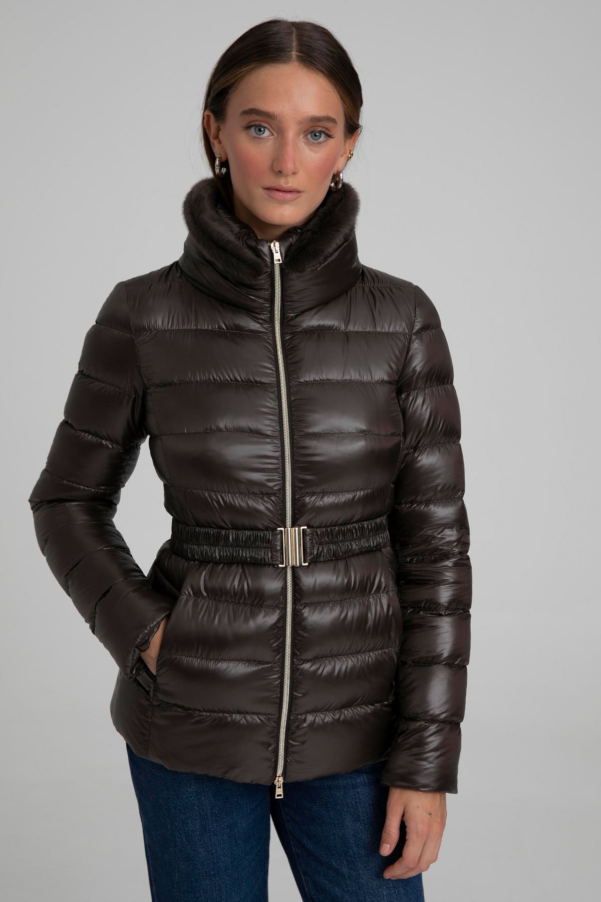 Herno Yakası Kürklü Puffer Mont-Libas Trendy Fashion Store