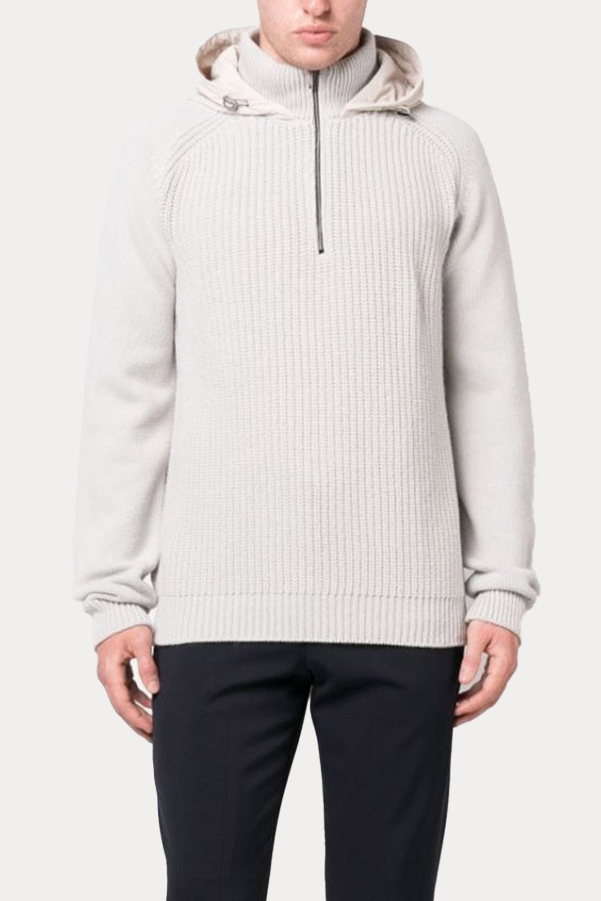 Herno Resort Kapüşonlu Dik Yaka Örgü Yün Triko-Libas Trendy Fashion Store