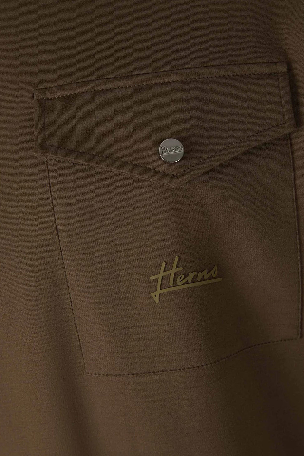 Herno Resort Yuvarlak Yaka Cep Detaylı Logolu T-shirt-Libas Trendy Fashion Store