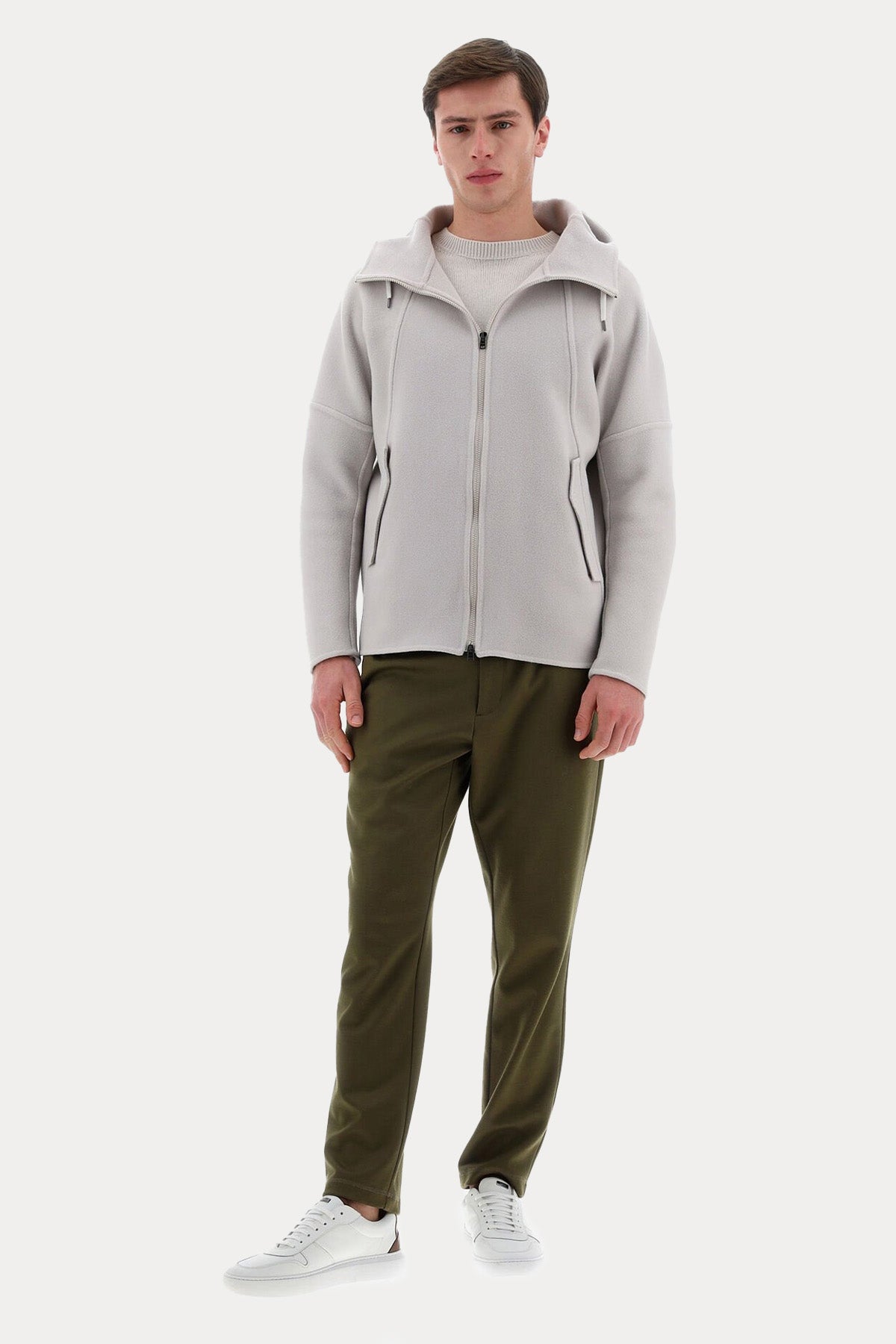 Herno Resort Geniş Kesim Kapüşonlu Yün Ceket-Libas Trendy Fashion Store