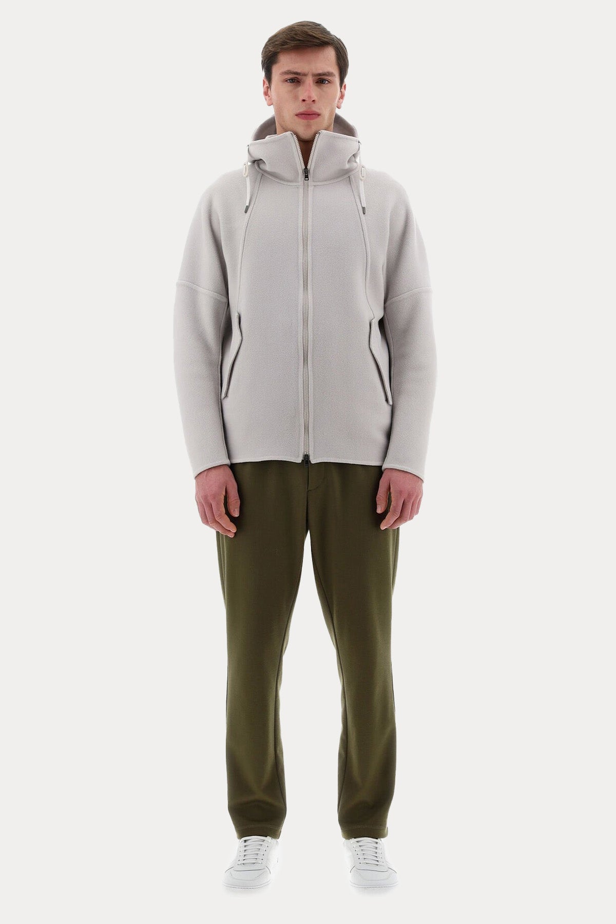 Herno Resort Geniş Kesim Kapüşonlu Yün Ceket-Libas Trendy Fashion Store