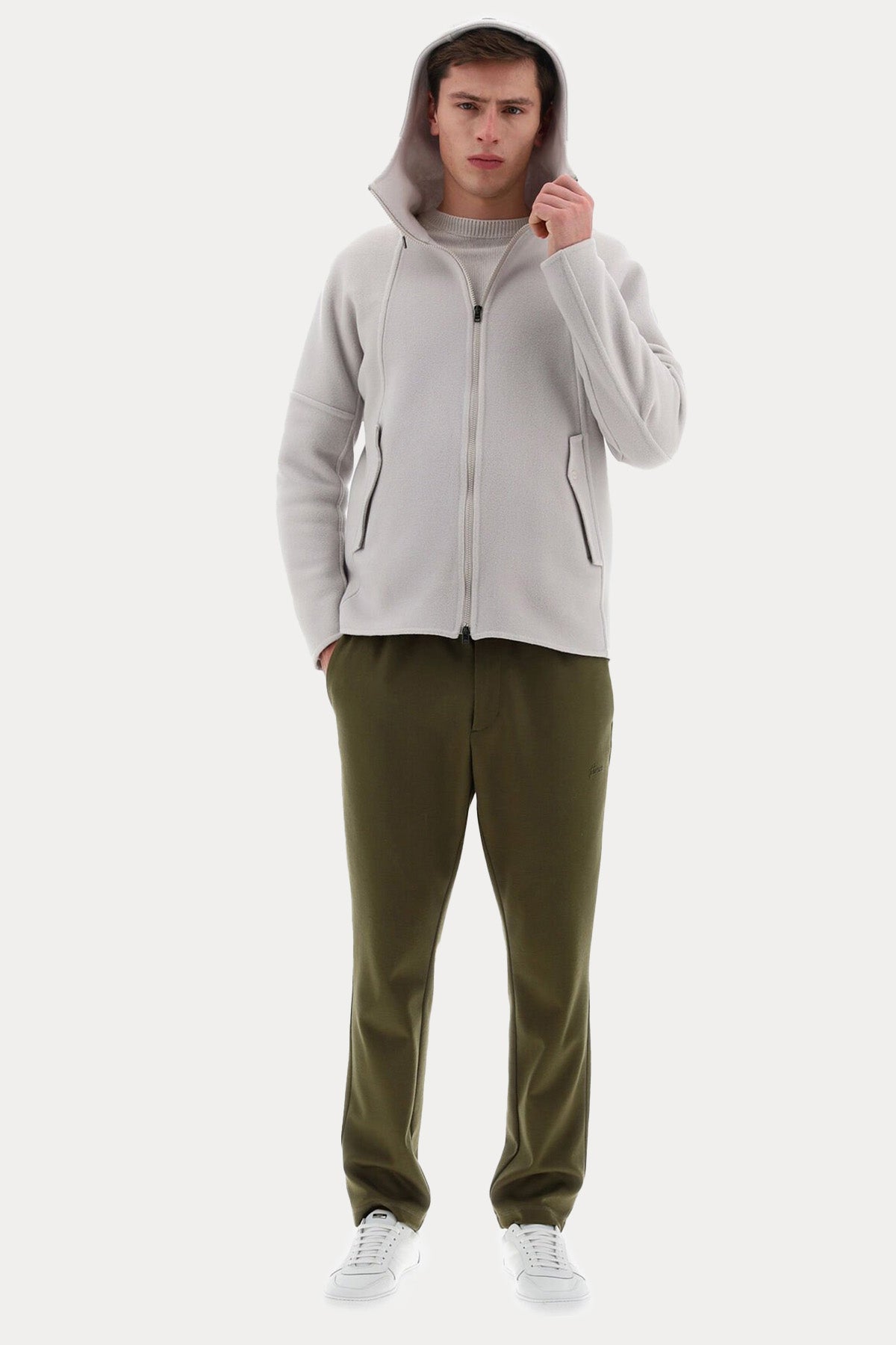 Herno Resort Geniş Kesim Kapüşonlu Yün Ceket-Libas Trendy Fashion Store