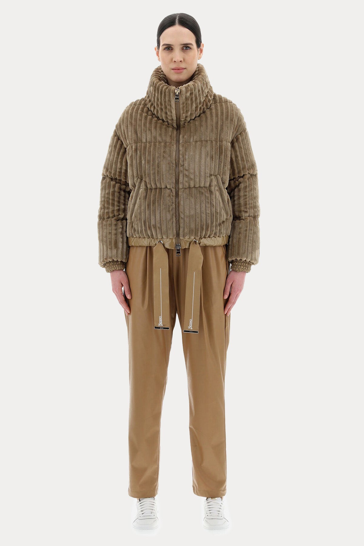 Herno Fitilli Kadife Dik Yakalı Puffer Mont-Libas Trendy Fashion Store