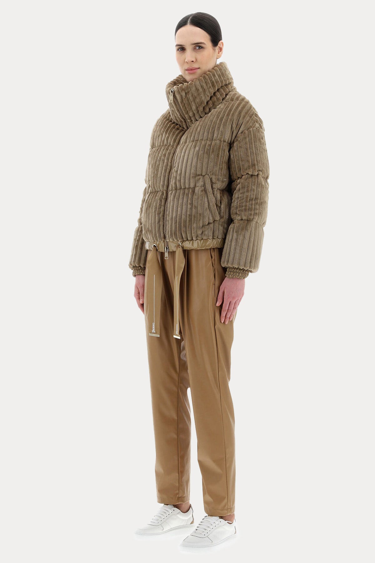 Herno Fitilli Kadife Dik Yakalı Puffer Mont-Libas Trendy Fashion Store