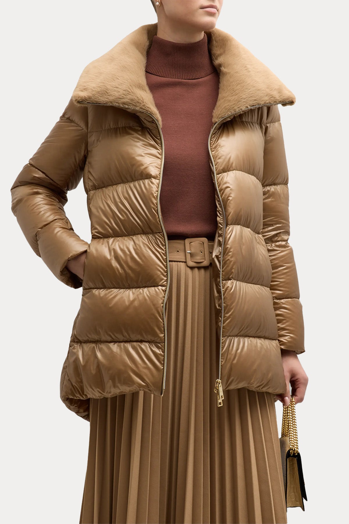 Herno Yakası Kürklü Puffer Mont-Libas Trendy Fashion Store