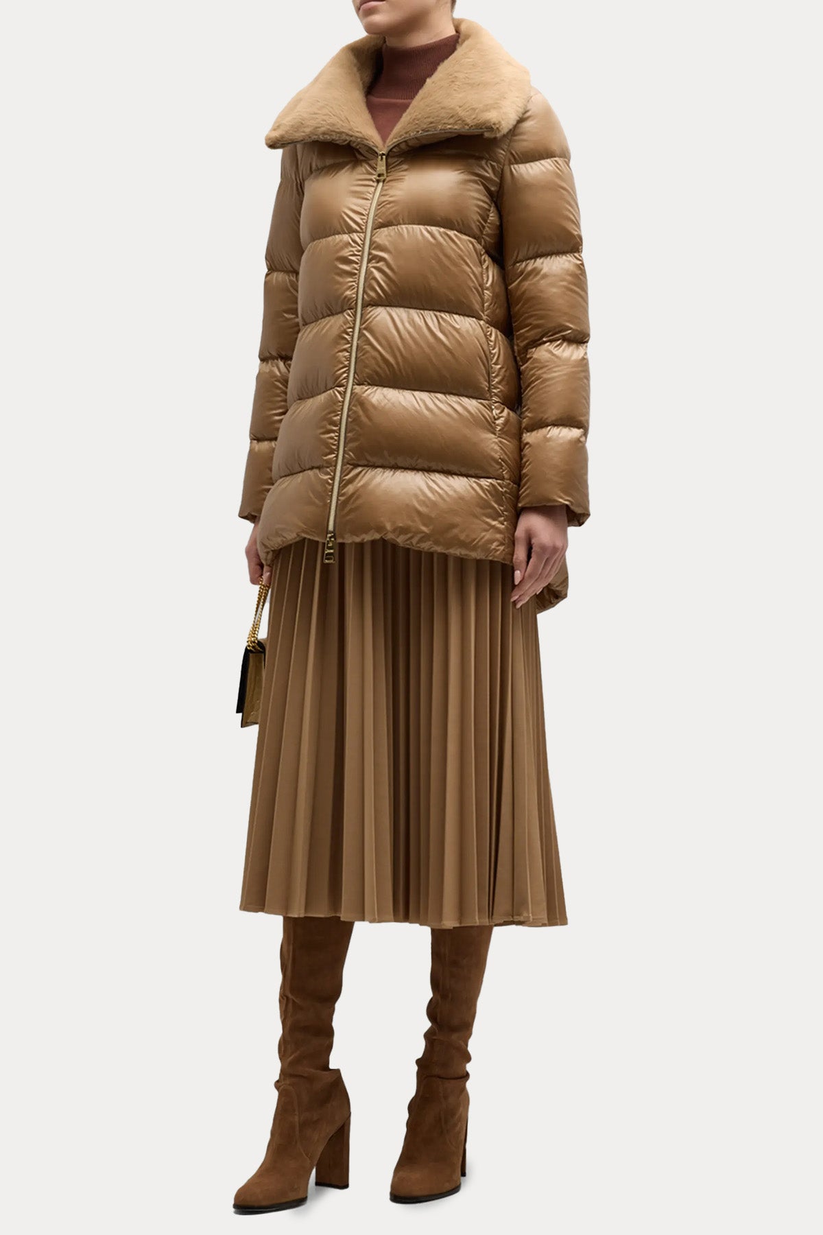 Herno Yakası Kürklü Puffer Mont-Libas Trendy Fashion Store