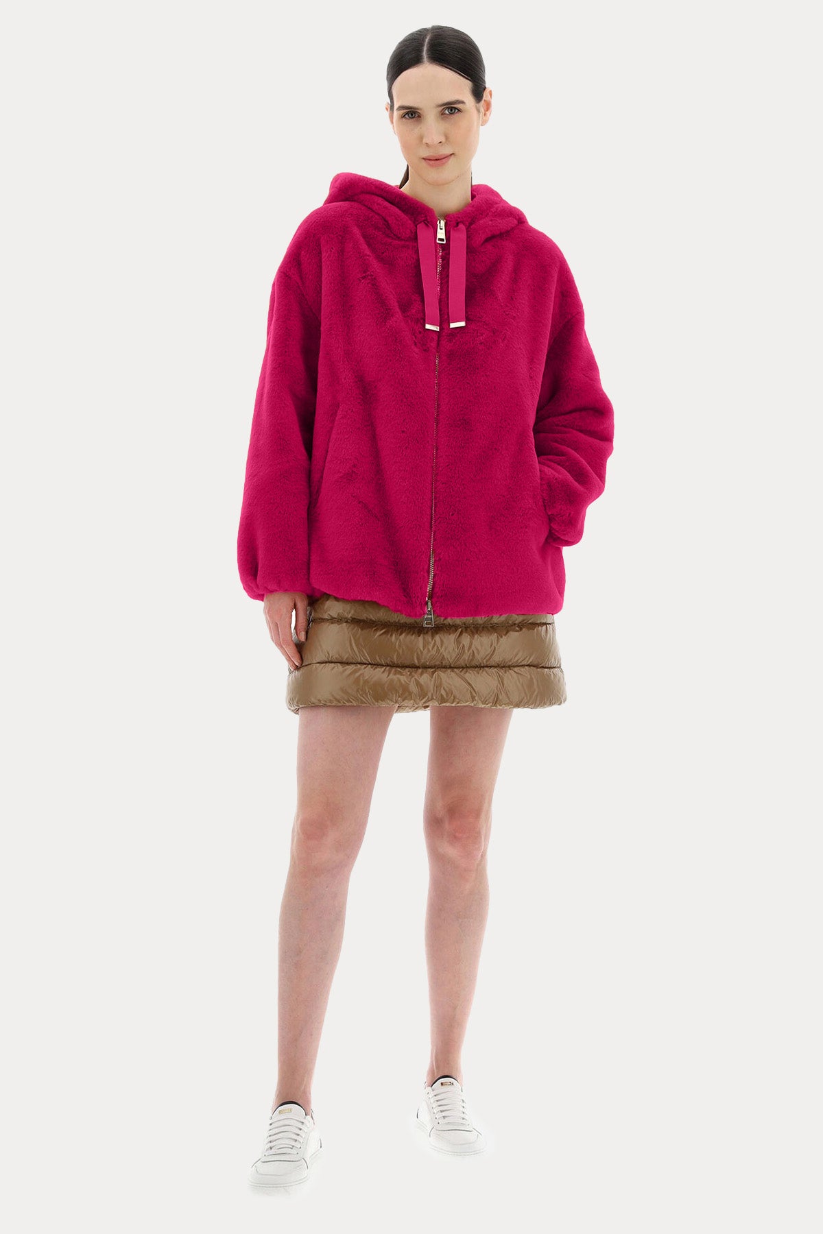 Herno Monogram Astarlı Kapüşonlu Peluş Mont-Libas Trendy Fashion Store