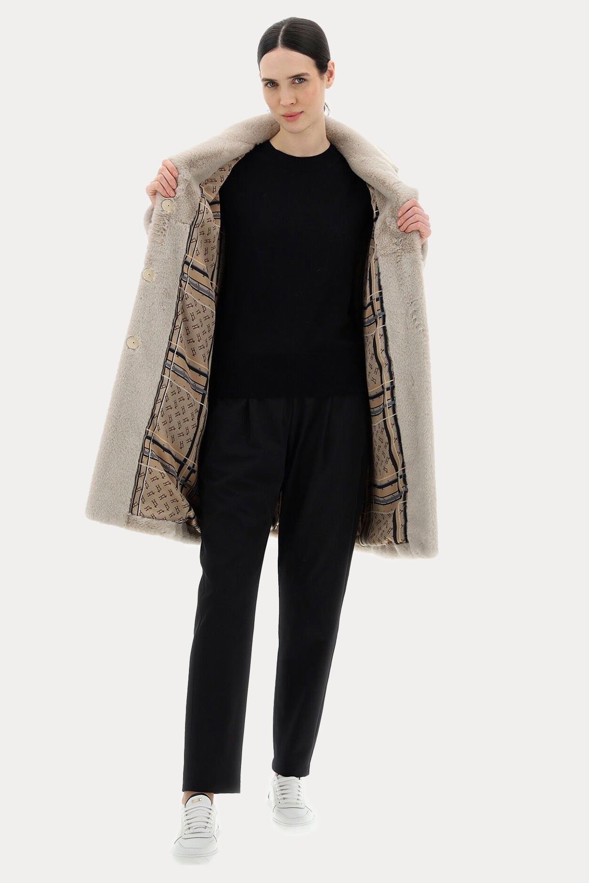 Herno Monogram Astarlı Peluş Kaban-Libas Trendy Fashion Store